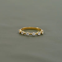 Round Diamond Six Prong Half Eternity Wedding Band