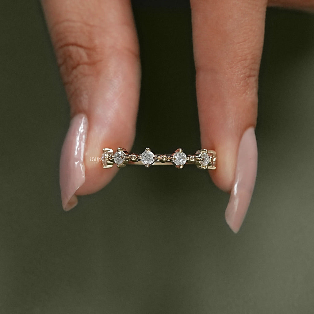 Round Diamond Floating Bubble Wedding Band