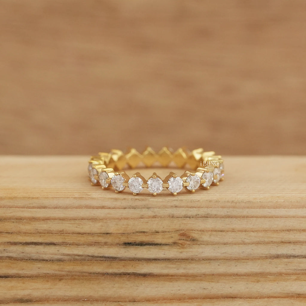 Round Lab Diamond Eternity Wedding Band
