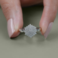 Round Lab Diamond Cluster Flower Ring