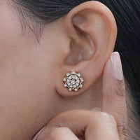 Round Lab Diamond Double Halo Stud Earrings
