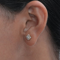Round Lab Diamond Cluster Halo Stud Earrings