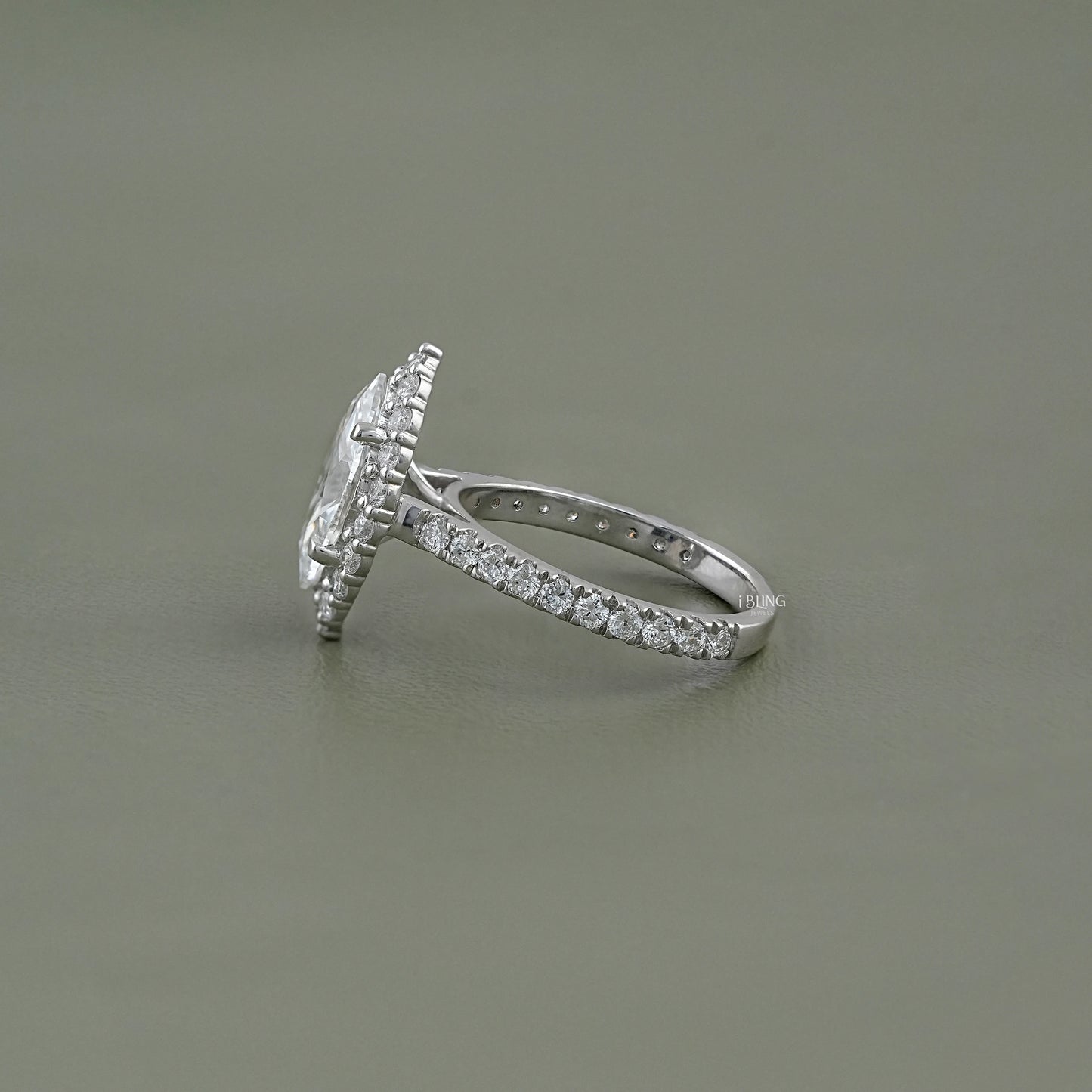 Marquise Lab Diamond Halo Engagement Ring