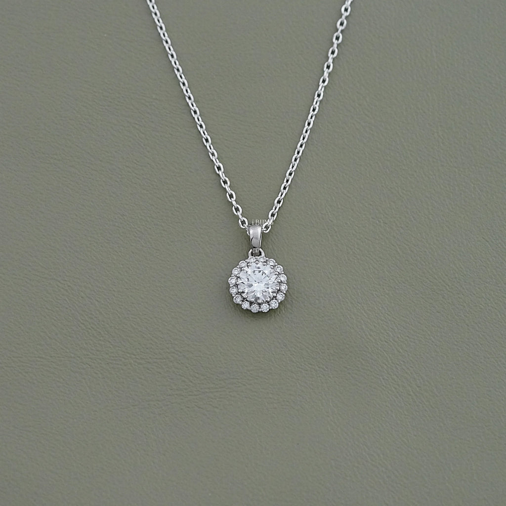 Round Diamond Halo Necklace