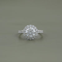 Round Lab Diamond Halo Engagement Ring