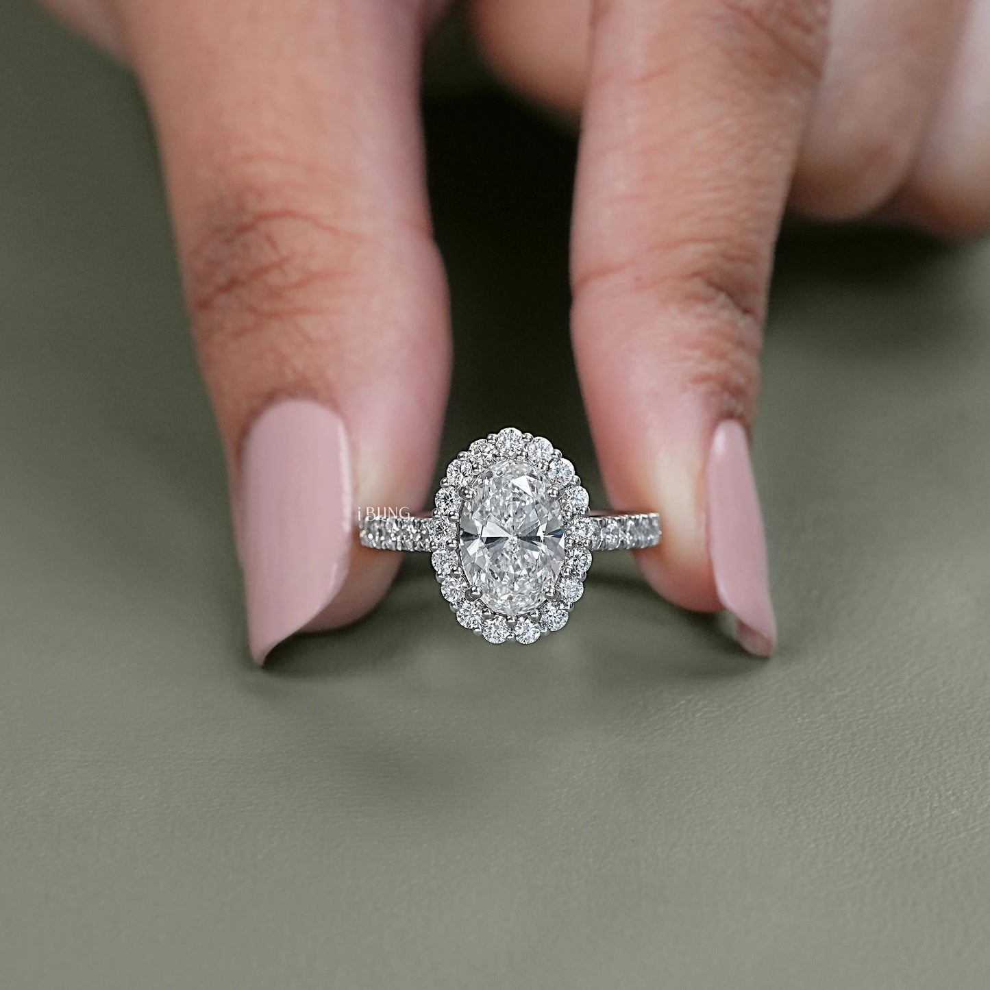 Oval Lab Diamond Halo Engagement Ring