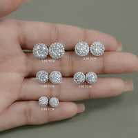 Round Moissanite Diamond Halo Stud Earrings