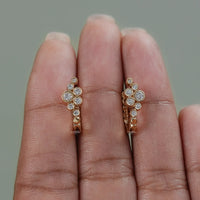 Round Cut Bezel Set Hinged Hoop Earrings