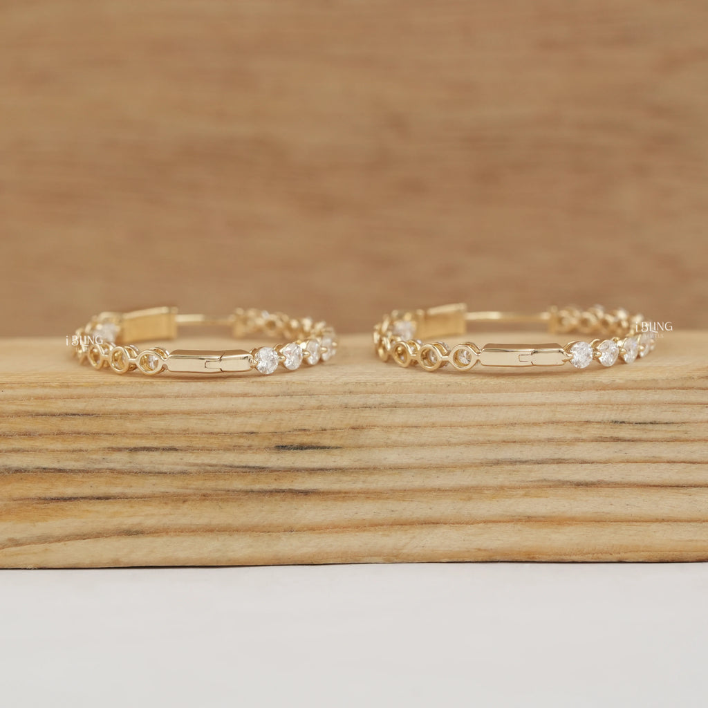 Round Cut Lab Diamond Hoop Earrings