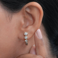 Graduated Round Diamond C Hoop Earrings