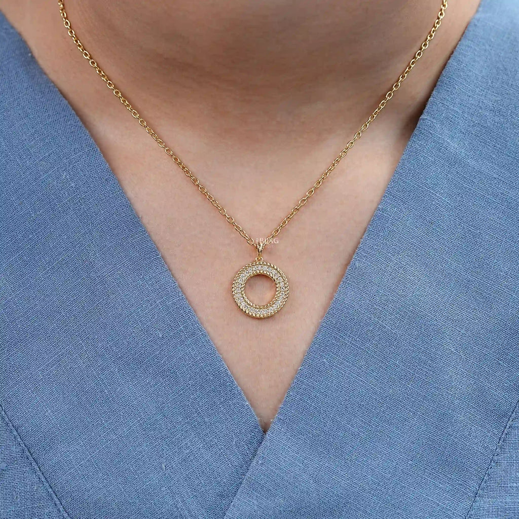 Open Circle Round Lab Diamond Pendant