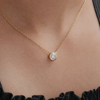 Round Cut Lab Grown Diamond Bezel Set Necklace