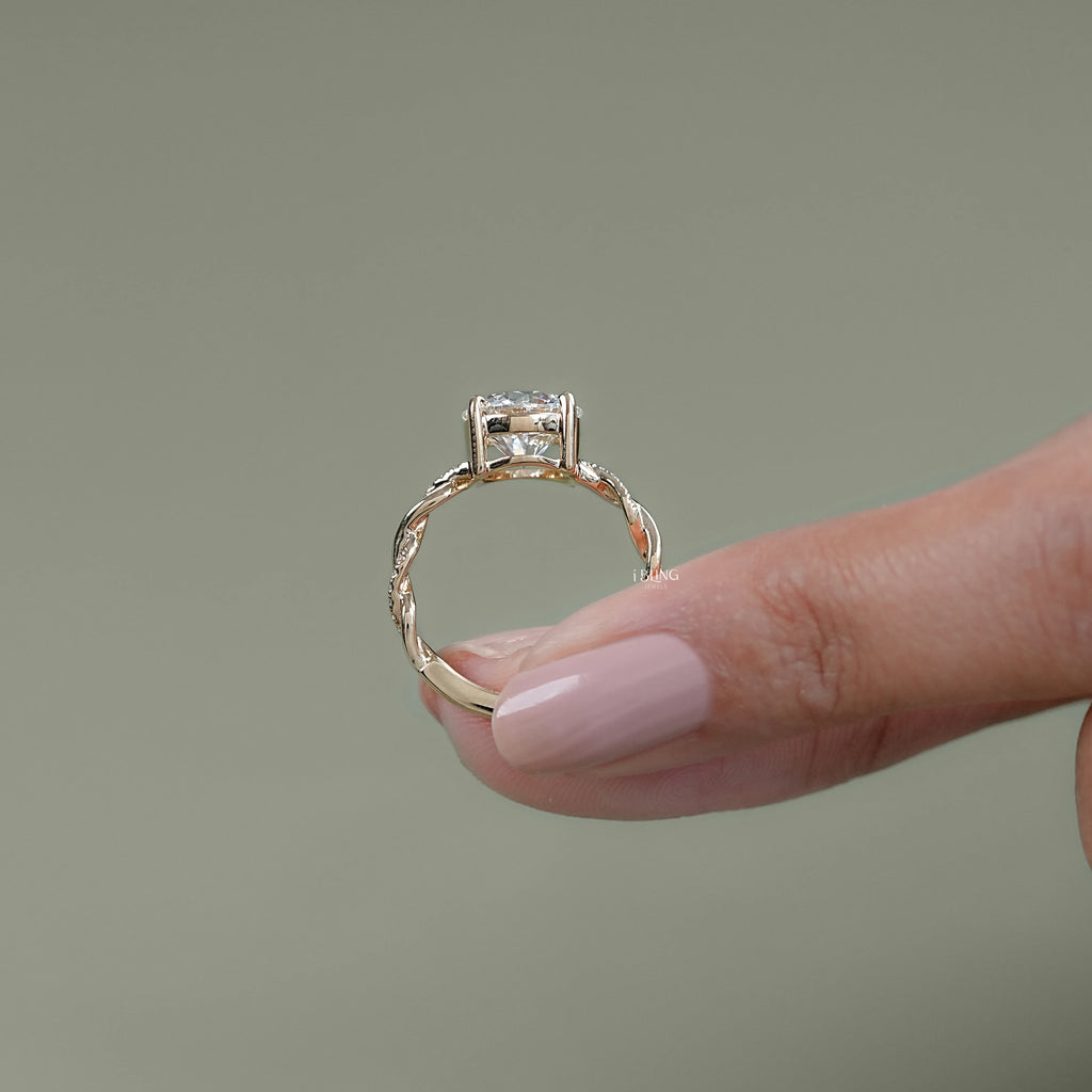 Round Lab Diamond Twist Band Engagement Ring
