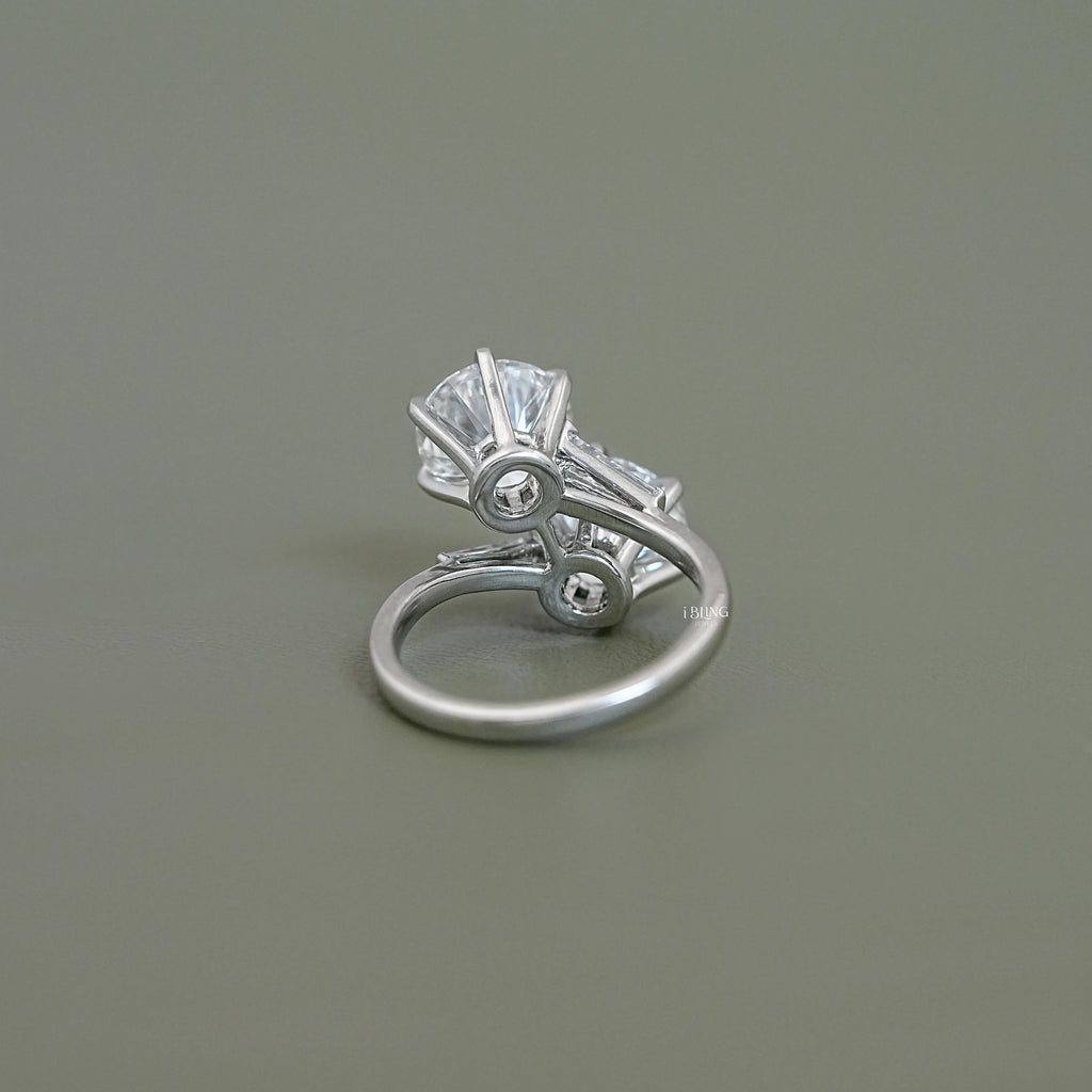 Round Lab Diamond Bypass Engagement Ring