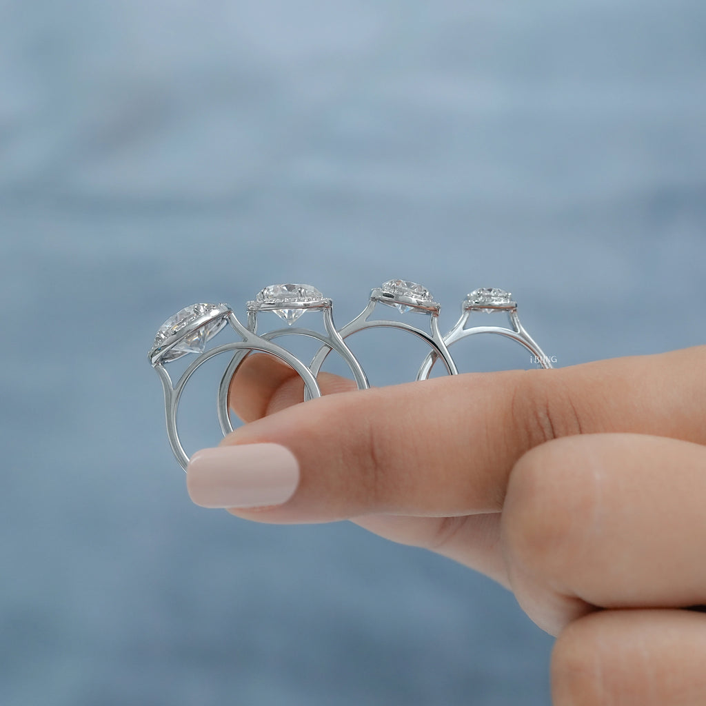 Round Moissanite Halo Engagement Ring