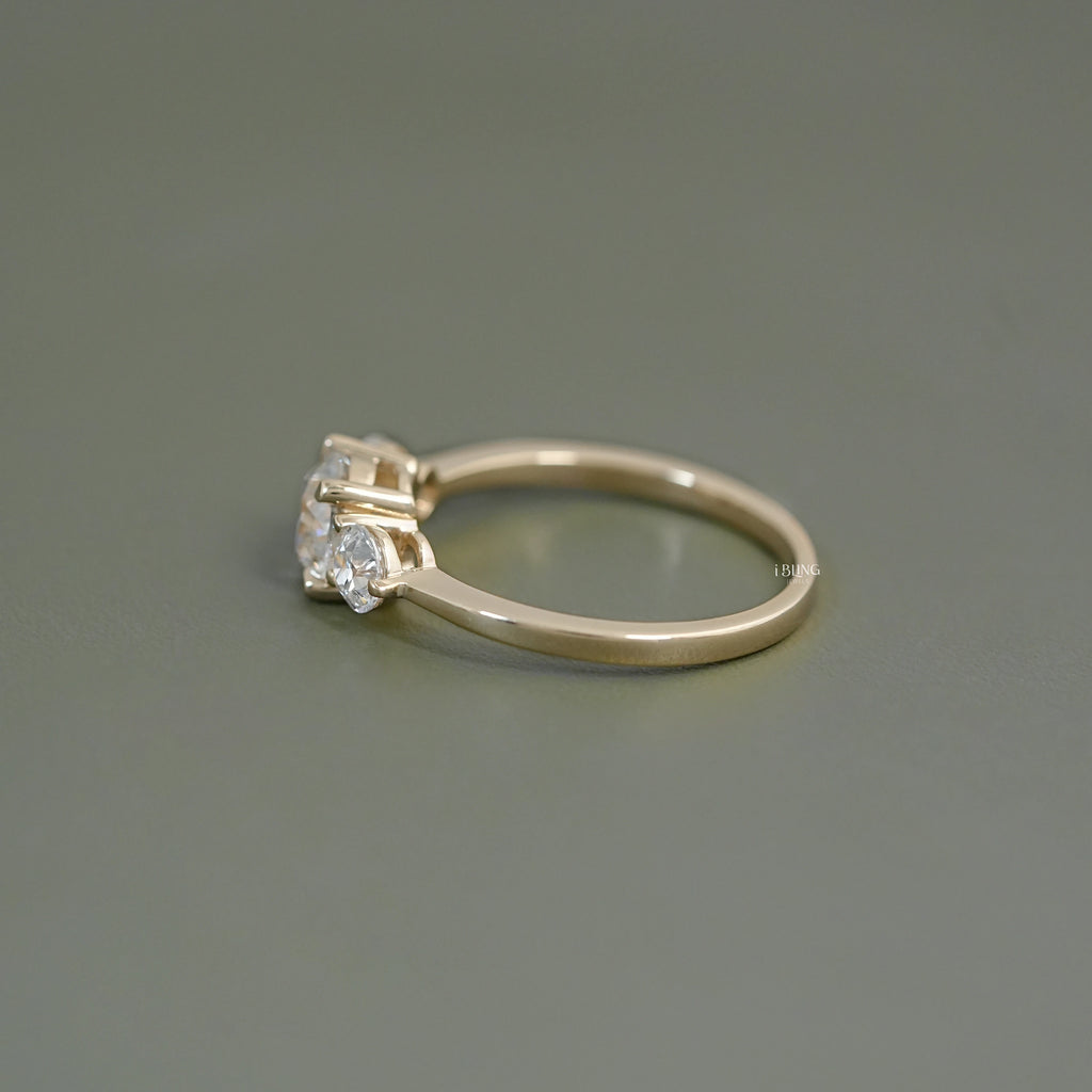 Three Stone OEC Round Cut Lab Diamond Engagement Ring