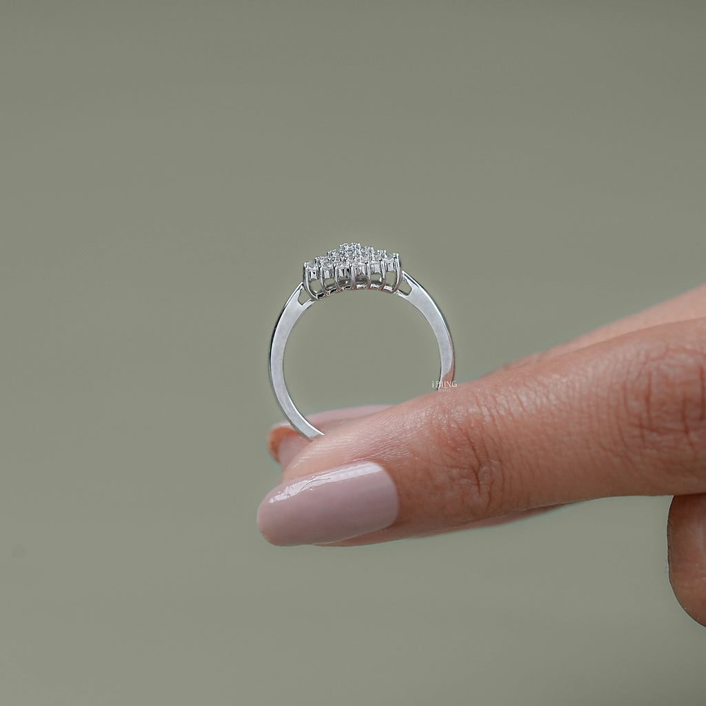 Round Lab Diamond Cluster Flower Ring