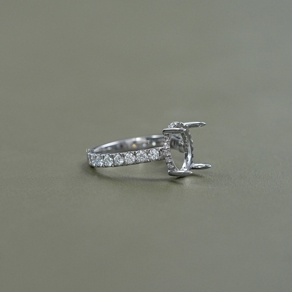 Oval Shape Semi Mount Lab Diamond Engagement Ring