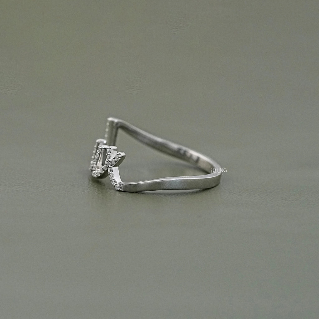 Round Diamond Pave Initial Wedding Ring