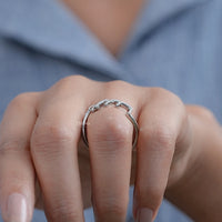 Round Diamond Pave Initial Wedding Ring