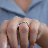 Round Diamond Pave Initial Wedding Ring
