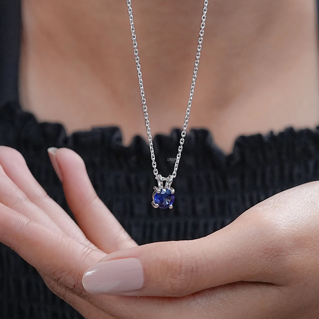 Solitaire Round Cut Gemstone Pendant