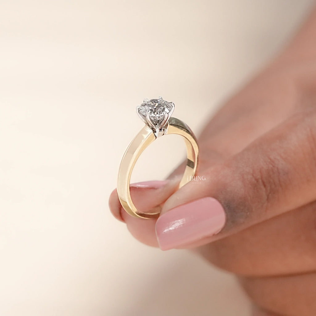 Round Lab Grown Diamond Solitaire Engagement Ring