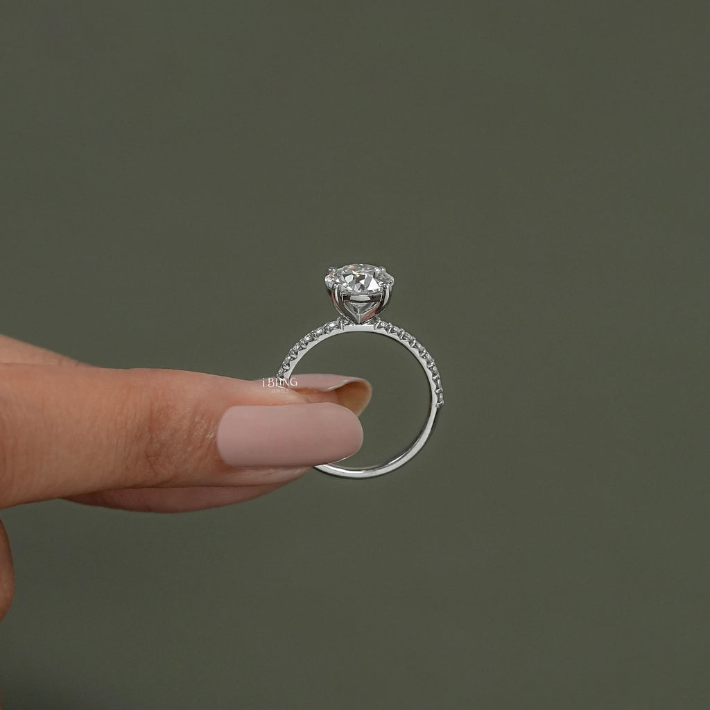 Old European Round Cut Solitaire Accent Stone Ring