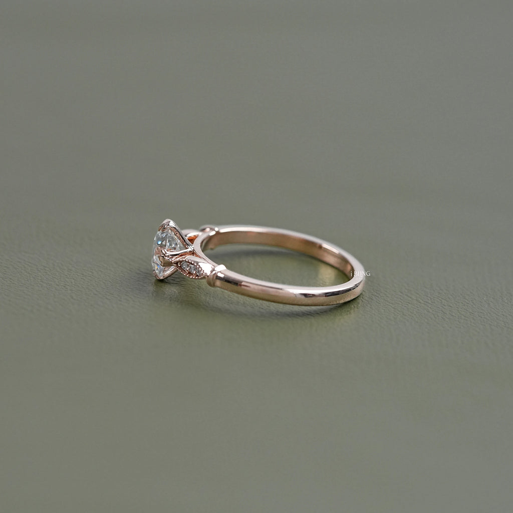 Old European Round Diamond Solitaire Accent Ring