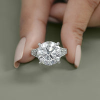 Round Cut Split Shank Accent Diamond Ring