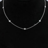 Round Lab Diamond Bezel Set Station Necklace