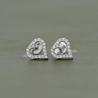 Heart Shape Round Cut Lab Diamond Stud Earrings