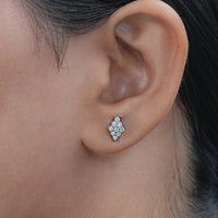 Round Diamond Cluster Stud Earrings