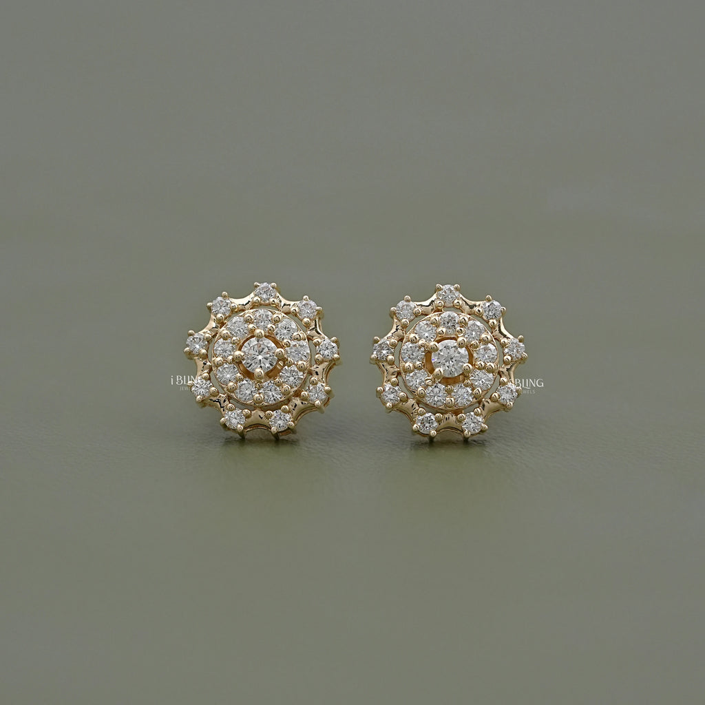 Round Lab Diamond Double Halo Stud Earrings