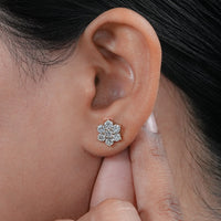 Round Lab Diamond Floral Stud Earrings