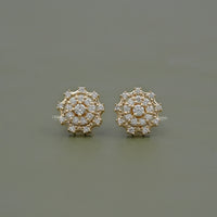 Round Lab Diamond Double Halo Stud Earrings
