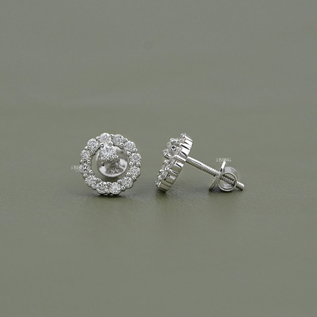 Open Circle Round Diamond Stud Earrings