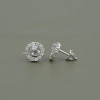 Open Circle Round Diamond Stud Earrings
