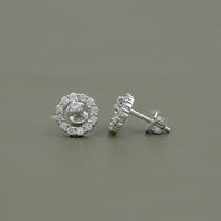 Open Circle Round Diamond Stud Earrings