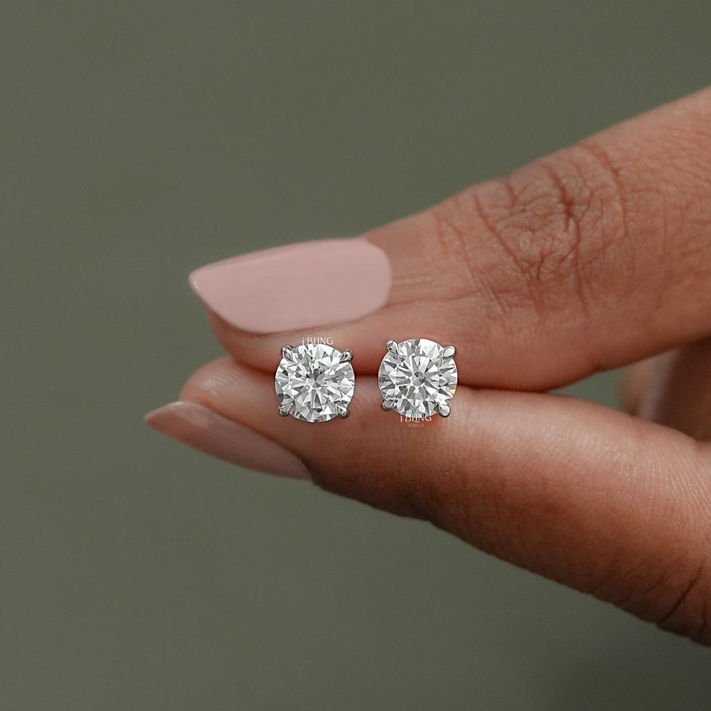 Round Lab Diamond Stud Earrings