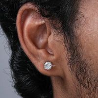 Round Cut Lab Diamond Screw Back Men's Stud Earrings