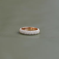 Three Row Round Lab Diamond Wedding Band