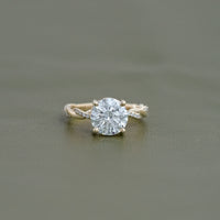 Round Lab Diamond Twist Band Engagement Ring