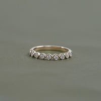 Round Lab Diamond Half Eternity Wedding Band