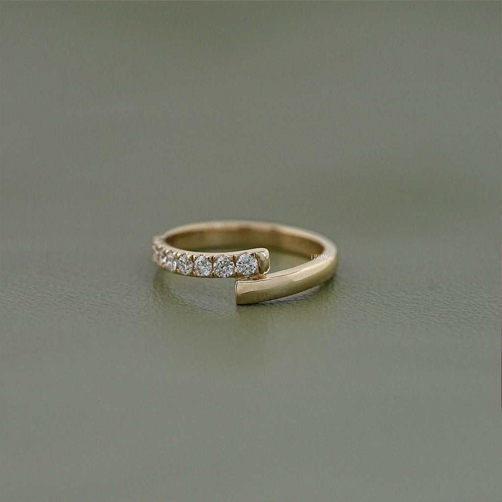 Round Cut Lab Diamond Bypass Wedding Band