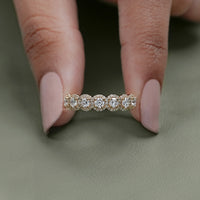 Round Lab Diamond Halo Wedding Band