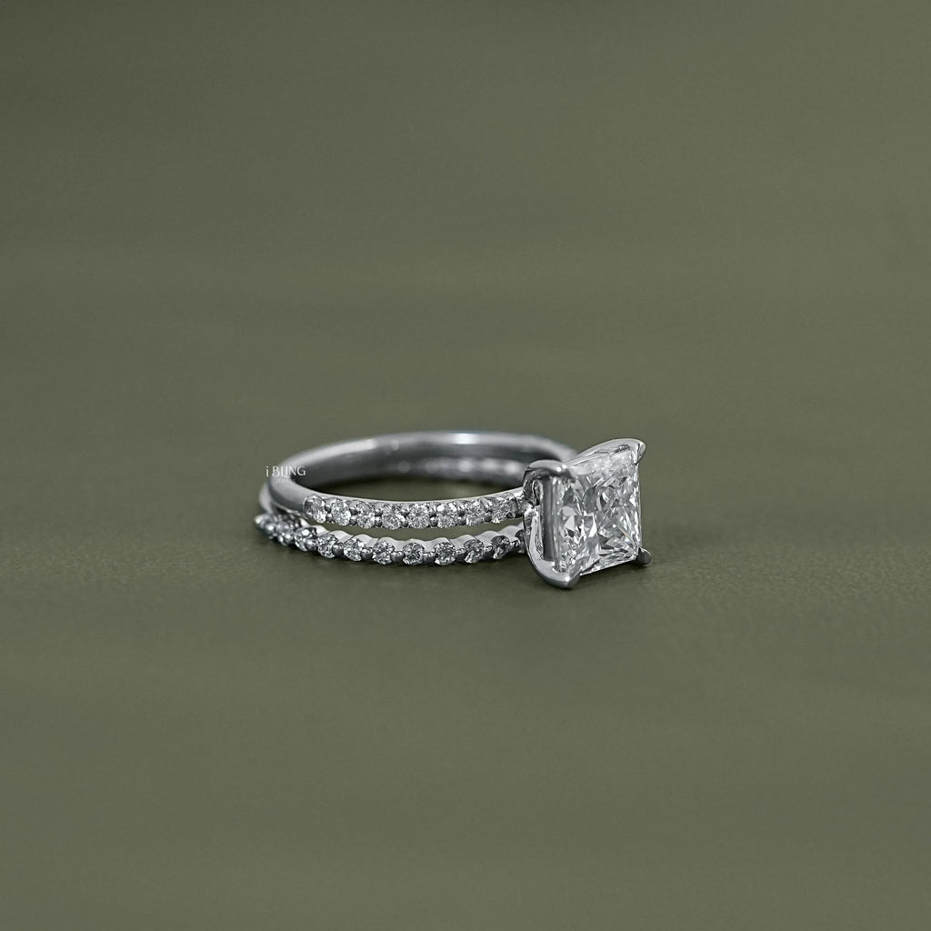 Princess Cut Lab Diamond Bridal Ring Set