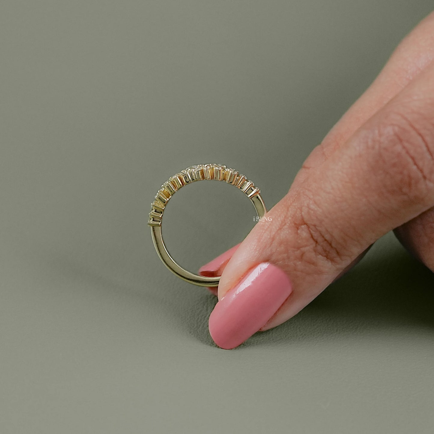 Round Lab Diamond Cluster Wedding Band ba
