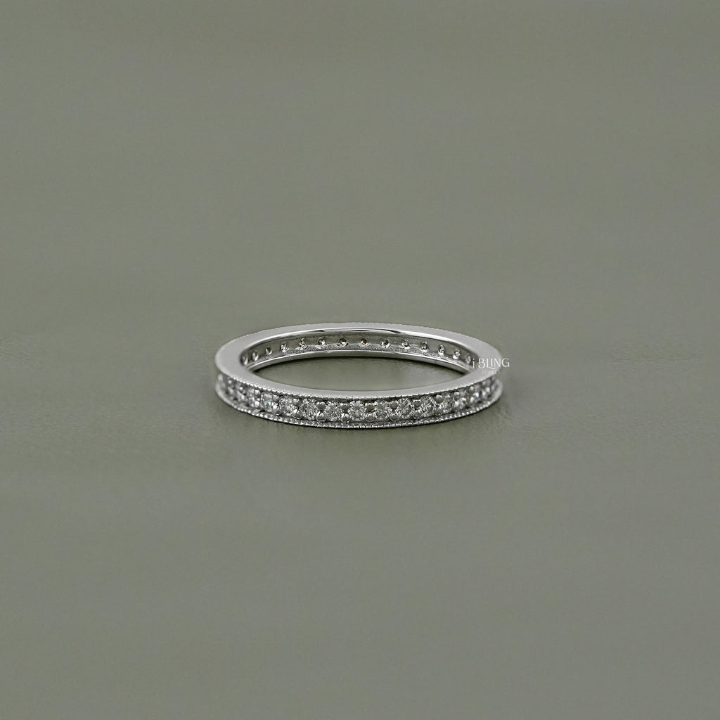 Round Diamond Pave Set Eternity Wedding Band