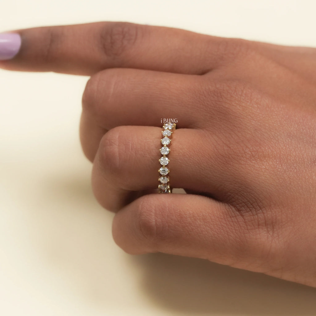 Round Lab Diamond Eternity Wedding Band